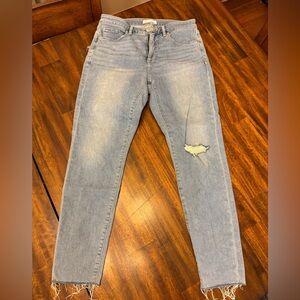 LOFT Faded Blue Ripped Skinny Jeans curvy skinny size 8 29